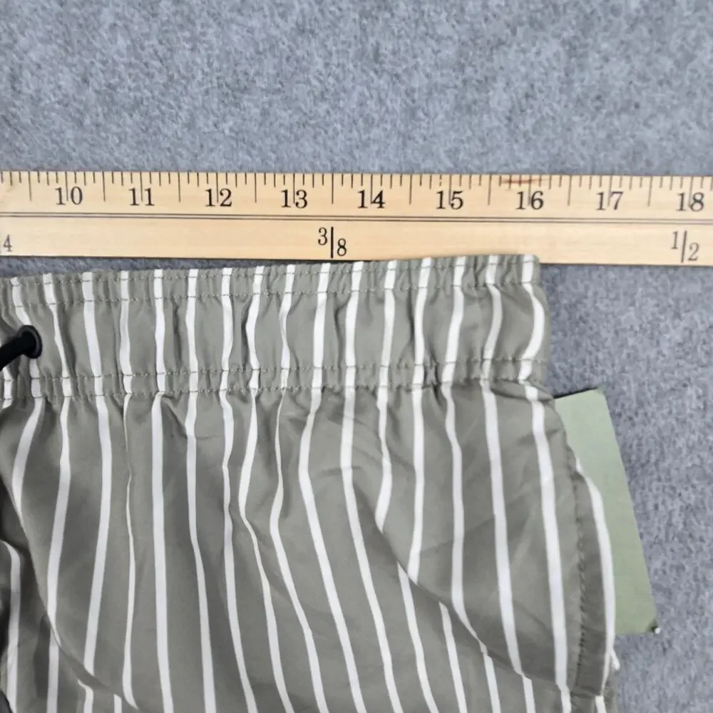 NWT H&M Mens Medium Striped Swim Shorts with Drawstring and Pockets